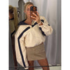 Color Block Cropped Windbreaker Women Casual Zip Up Stand Collar Long Sleeves Striped Outerwear 202 Lady Lightweight Coats