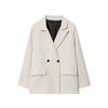 Women's Blazer Office Lady Long Sleeve Double-breasted Mid-length Casual Suit Coat Elegant Simple Stylish Outerwear