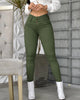 Women Solid Color Long Slim Khaki High Waist Tight Pants Ankle Length Pants Trousers