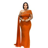 Street Women Diamonds Rhinestones Skew Collar Bodycon Maxi Long Dress Fall Vacation Evening Party Dresses Vestidos