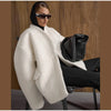Women's Fleece Button Wasit Jacket Stand Collar Long Sleeve Pockets Oversized Coat Lady Spring Casual Outerwear