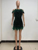 Women Feather Splicing Off Shoulder Sequined Bodycon Midi Dress Vestidos Sexy Party Evening Vestidos Dresses