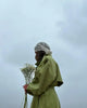 Green Lapel Belt Lace Up Long Trench Coat Women Lantern Sleeve Waist Cinching Jacket Autumn Lady Street Daily Outerwear