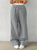 Women's Casual Striped Woven Wide Leg Pants Fall Winter Casual Stylish Full Length Trousers Y2K Clothes Streetwear