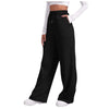 Women's Winter Sweatpants Solid Color Casual Fleece Sweatpants Outdoor Travel Camping Wide Leg Straight Pants