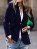 Elegant Velour Blazers Women Retro Single Button Suit Collar Jacket Blazer Coat Autumn Long Sleeve Simple Outerwear