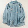 Harajuku Cotton Denim Spring Blouses Long Sleeve Women's Embroidered Shirts Pretty Blouses Woman Jean Shirts