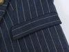 Retro College Women Striped Blazer Lapel Collar Double Breasted Decor Buttons Slim Fit Cropped Suit Jacket Casual Outerwear
