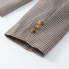Elegant Plaid Stand Collar Jacket Shorts Set Women Full Sleeve Belted Buttons Blazer Suit Lady Commute Street Outfits