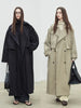 Spring Autumn Oversized Khaki Long Trench Coat for Women Double Breasted Loose Casual European Overcoat