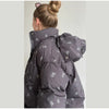 Elegant Printed Cotton Jacket Trouser Women's Set Hooded Thicken Zipper Coat Straight Pants Loose Lady Winter Autumn Suit