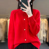 2026Knitted Sweater Autumn/Winter Cardigan Short Jacket Loose Top Women's Lazy Style Round Neck Star Button Knitted Sweater
