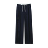 Women's Double Waistband Wide Leg Pants, High Elastic Waist With Drawstring, Side Pockets, Female Trousers, Chic