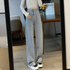 Woman Vintage Wide Leg Jeans Girls High Waist Pants Female Black Black Grey Retro Blue Light Blue Pink Denim Trousers