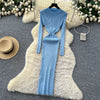 Vestidos Para Mujer Solid Half High Collar Autumn Winter Solid Woman Dresses Korean Sweater Elegant Long Dress