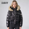 Faux Fur Hooded Cotton Puffer Jacket Women Winter Quilted Zipper Pocket Coat Y2K Retro Padded Parkas High Street Outerwear
