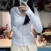 Streetwear Black Hoodie Coat Women's Clothing Hooded Zipper Slim Fit Y2k Jackets Casual Sweatshirts Tops Ropa Mujer
