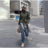 Women's Coats Jacket Double Breasted Belted Cropped Trench Coat Stand Collar Long Sleeve Casual Outerwear For Ladies