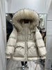 Lagabogy Winter Women's Medium-Length White Duck Down Jacket Female Thick Waist-Fitted Puffer Coat Large Real Raccoon Fur