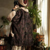 Women Corduroy Print Floral Parkas Red Winter Coats Warm Patchwork Wool Plus Cotton Women Loose Pullover Parkas