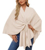 Elegant Shawl Wraps Soft Open Front Poncho Sweater Women Loose V-Neck Cape Casual Solid Color Soft Open Front Poncho Bat Shirt