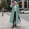 Cotton Coat Long Parka Coat Jacket Women Autumn Winter Thick Warm Coats Woven Block Hooded White Down Parkas