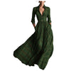 Women Plaid Shirt Dress V Neck Single Breasted Split Asymmetrical Hem Pocket Maxi Dress Ladies Elegant Casual Vintage Long Dress