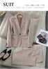 Khaki Blue Plaid Suits Women Spring Prfessional High End Casual Blazer And Pants Sets Office Lady Work Wear