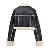 Double Sided Short Jacket Women Warm Thick Lapel Lambswool Coat Autumn Winter Vintage Female Fleece Chic Tops