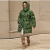 Printed Women's Winter Jacket Hooded Mid Length Padded Coat Belted Waist Padded Coat Vintage Leopard Print Winter Warm Wear
