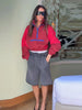 Color Block Cropped Anorak Jacket Women Stand Collar Half Zip Kangaroo Pocket Long Sleeve Jackets Autumn Casual Chic Coat