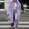 Women Thick Faux Fur Jacket Work Y2k Autumn Winter Maxi Coat Long Warm Belt Fur Purple Parkas Bontjas Furry Outerwear