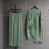 Big Size Chic Women's Pleated Two Pieces Set Casual Loose Pleated Floral Drawstring Long Top And Wide Leg Pants 2DB5506