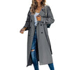 Trench Women Coats Mid Length Coat Turn Down Collar Full Sleeve Double Breasted Elegant Splice Lace Up Jackets Autumn