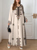 Middle Eastern Elegant Robe, Spring and Autumn Style, Plus-Size Women's Clothing, Ethnic Print, Stylish, Loose and Comfortable, Holiday Style