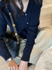 Korean version of autumn cashmere V-neck cardigan women loose short solid color sweater knit sweater simple coat