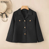 Women's Casual Lapel Neck Jackets 3/4 Sleeves Solid Color Button Up Lightweight Coats Spring Office Wear Woman Outerwear
