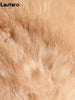 Autumn Winter Thick Warm Sweet Cute Lace Patchwork Faux Fur Coat Hoodie Women with Deer Ears Horn Buttons Fluffy Jacket