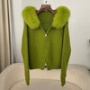 Knitwear Cardigan Women Spring Knitted Jacket Female Autumn Hooded Real Fox Fur Coat Natural Short Fur Coat Casual