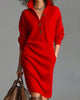 Button Knitted Slim Dresses Women Spring Sexy And Elegant Solid Color Lapel Home Long-sleeved Dress For Women