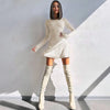 Spring Elegant Pretty Women Dresses Black Sexy Short Dress Female V Neck Long Sleeve Slim Solid Color Mini Dress