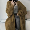 Women Knitted Cardigan Autumn Loose V-neck Long Sleeve Casual Midi Outerwear Simple Sweater Coat Basic Soft Y2K Jacket All-match