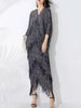 High End Pleated Maxi Dress Women V Neck Batwing Sleeves Stitching Color Tassel Elegant Dresses Ladies Clothes 2DA1641