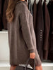 Autumn Winter Turtleneck Patchwork Mini Dress, Holiday Long Sleeve Chic Sweater Dress, Solid Loose Ladies Dress
