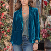 Elegant Women Blazer Gold Velvet Short Tops For Women Casual Long Sleeve Solid Small Suit Jacket