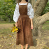 Retro Women's Corduroy Dress Square Neck Casual Medieval Dresses Vestidos Para Mujer