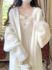White Gentle Mink Fur Sweater Knitted Cardigan Women's Autumn Winter Loose Versatile mid to long Lazy Milk fufu Jacket