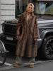 Women's Dark Brown Faux Fur Long Overcoat Single Breasted Fleece Long Trench Coat Winter Fluffy Plush Warm Thicken Outerwear