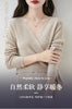 Women V-neck 100% Merino Wool Dress Sweater Autumn Winter Crossing Lace-up Long Sleeve Pullover Knit Skirt Office Lady Knitwear