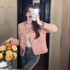 All-Match Tweed Coat Female Elegant O-Neck Cropped Jacket Women Spring Autumn Korean Small Fragrance Jacket Outwear